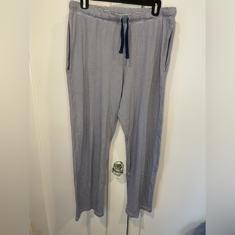 LAKE 100% Pima Cotton Striped Blue Pajama Pants